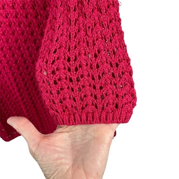 Chicos Open Knit 3/4 length sleeve Pink Sweater size 2 - Picture 6 of 8